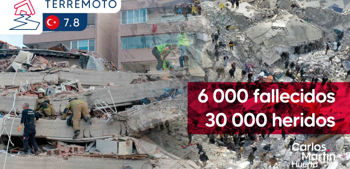 Ya  son más de 6 mil muertos y 30 mil heridos tras sismo en Turquía
