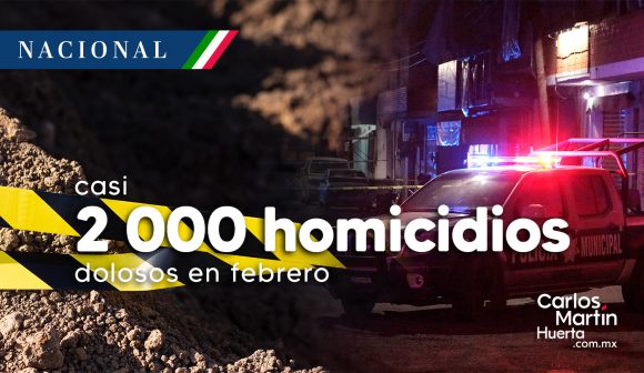 México registra casi 2 mil homicidios dolosos en Febrero