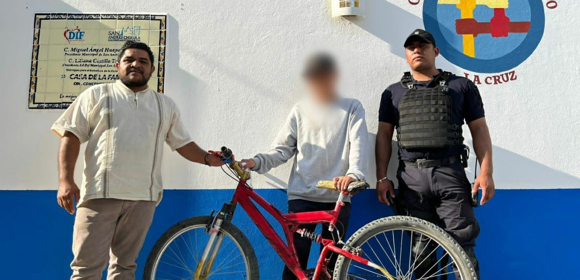 Recuperan bicicleta robada a menor de edad en San Andrés Cholula