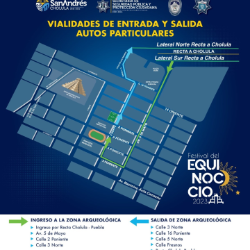 Anuncian dispositivo de vialidad por “Festival del Equinoccio 2023” en San Andrés Cholula