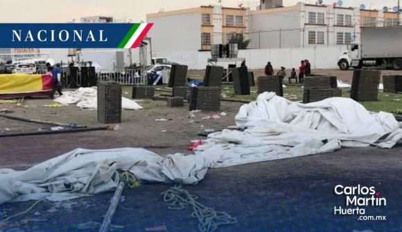 2bb109e2-b19f-455a-a1b6-1f6a76df418f Viento derriba lona en mitin de Alejandra Del Moral en Tecámac; hay varios lesionados