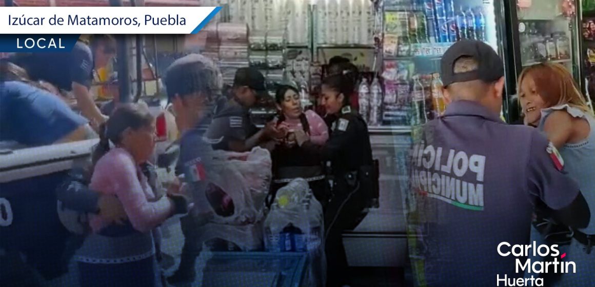 Ahora policías de Izúcar de Matamoros golpean y detienen a mujeres comerciantes