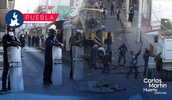 Operativo en el Mercado Amalucan para el retiro de ambulantes