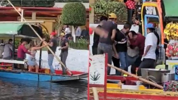 (VIDEO) Pelea campal se registra en trajineras de Xochimilco