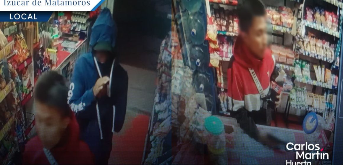 Graban rostros de asaltantes que atracaron tienda abarrotera en Izúcar de Matamoros