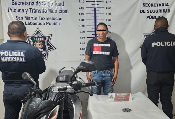 Detenido San Martín Texmelucan Tras persecución, detienen a hombre por alterar medios de identificación a motocicleta en Texmelucan