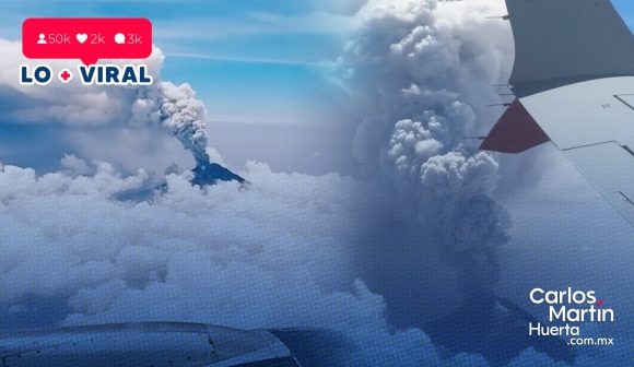 Espectaculares imágenes del volcán Popocatépetl desde un avión