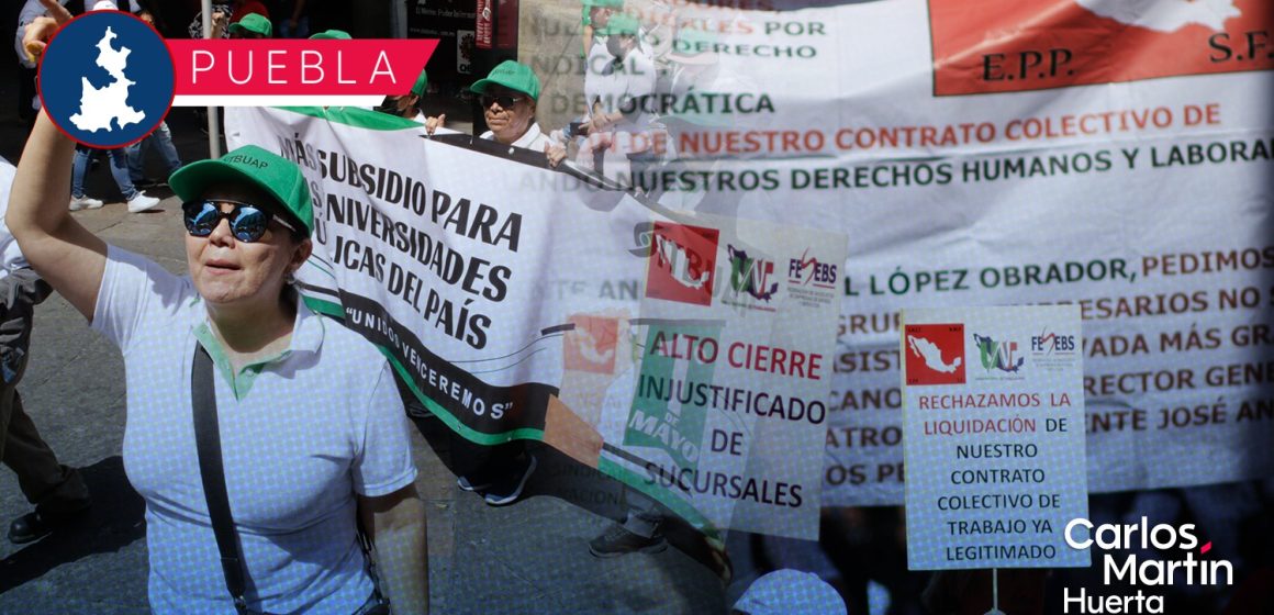 Salarios justos y disminución del ISR demandas en marcha por el Día del Trabajo en Puebla
