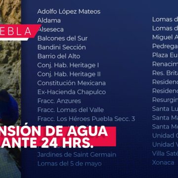 Suministro de agua con suspensión en 35 colonias de Puebla