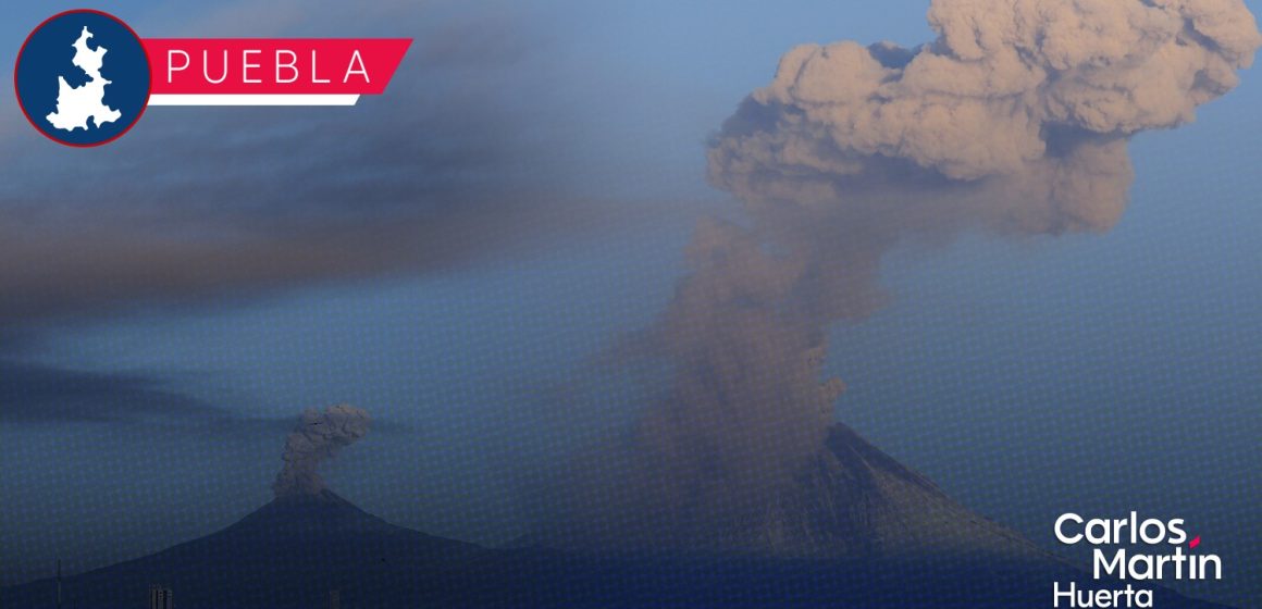(VIDEO) Enorme columna de ceniza del Popocatépetl se extiende sobre Puebla
