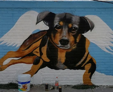 Dedican mural a ‘Scooby’, perrito arrojado a cazo de aceite hirviendo