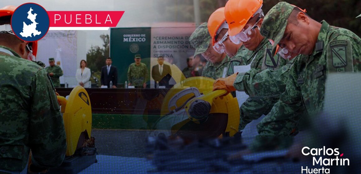 Sedena realiza destrucción masiva de armas en Puebla 