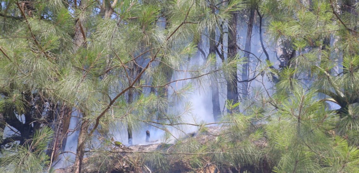 Continúa supervisión del combate al incendio forestal en Zacatlán