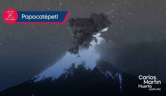 Fuerte explosión del volcán Popocatépetl la madrugada de este sábado
