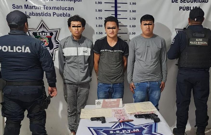 Con droga y armas, detienen a tres sujetos en Texmelucan