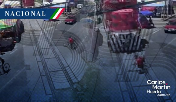 Ciclista vive tras ser atropellado por un tren en Tlaxcala
