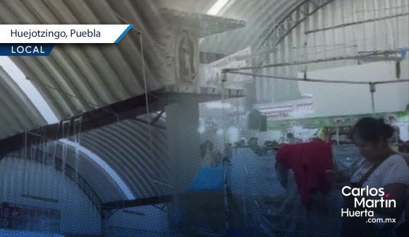 Colapsa techo de mercado Hermanos Serdán en Huejotzingo; tenía meses de remodelado