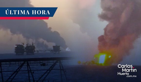 (VIDEO) Reportan incendio en plataforma petrolera en Campeche