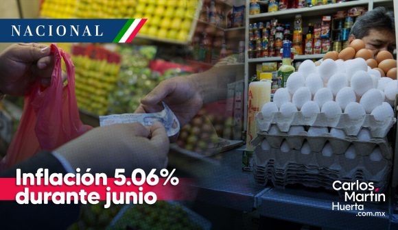 Inflación en México se ubicó en 5.06% durante junio