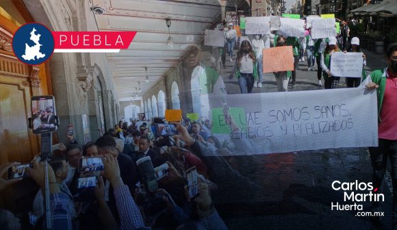Manifestación Alva Edison Universitarios se manifiestan contra policías municipales de Puebla