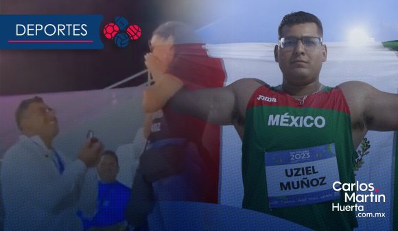 Uziel Muñoz gana oro en impulso de bala y le pide matrimonio a su novia