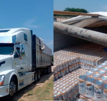 Aseguran tráiler cargado con cervezas piratas en Oaxaca