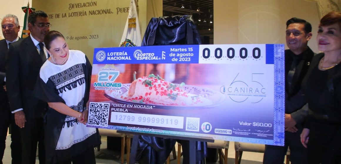 Devela Sergio Salomón “cachito” de la Lotería Nacional con imagen del Chile en Nogada