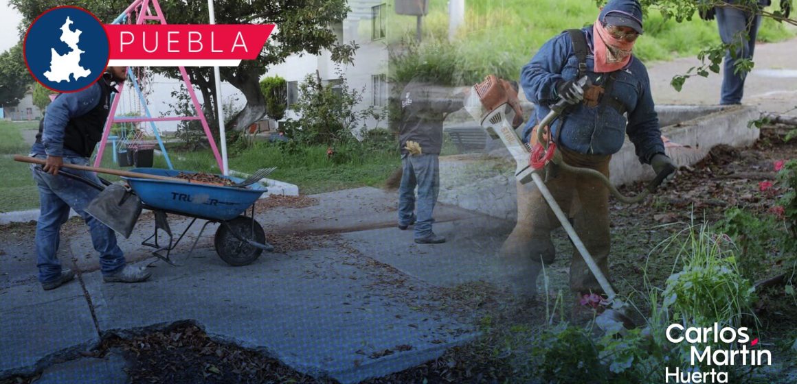 Dan mantenimiento a más de 14 millones de metros cuadrados de áreas verdes en Puebla capital