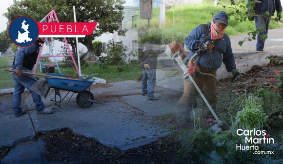 Dan mantenimiento a más de 14 millones de metros cuadrados de áreas verdes en Puebla capital