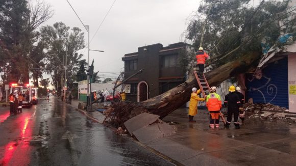 Inundaciones, autos varados, árboles y postes caídos dejó la lluvia registrada en Puebla capital