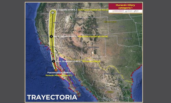 Hilary continúa debilitándose mientras avanza hacia Baja California