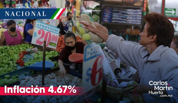 Inflación se ubicó en 4.67% en la primera quincena de agosto: INEGI