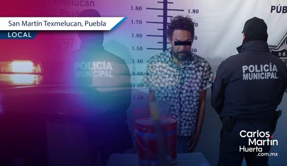 Ladrón intenta agredir a policías con machete tras robo en Texmelucan; fue detenido