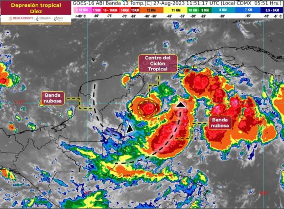 Depresión tropical Diez generará lluvias muy fuertes en el sureste mexicano