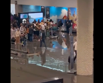 Lluvia colapsó sistemas pluviales y plafones de la Terminal 1 del AICM