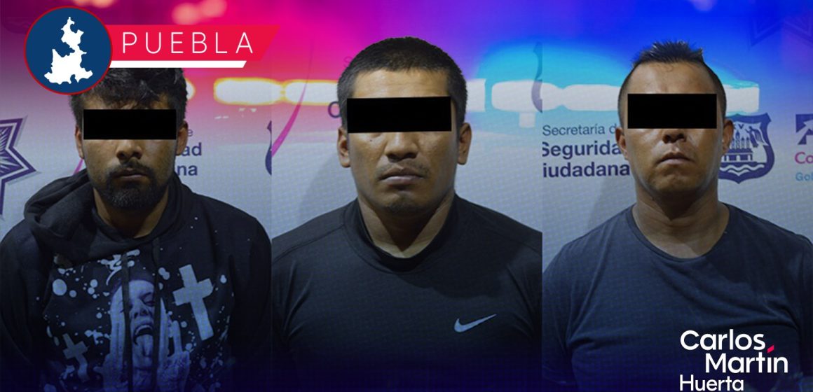 Con armas y drogas, detienen a tres sujetos en Xonaca