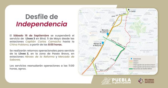 Por desfile militar el servicio de RUTA en las Líneas 2 y 3 tendrán afectaciones