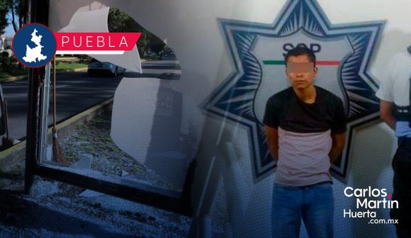 Joven destruye paradero del CENHCH en Bulevar 5 de Mayo; fue detenido