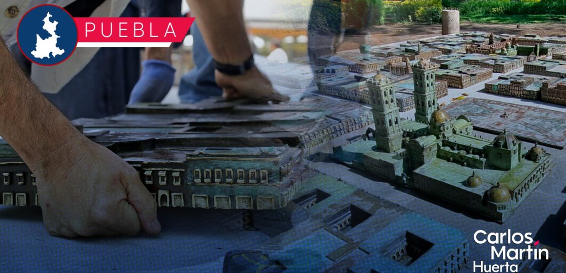 Instalan maqueta de Puebla en el zócalo