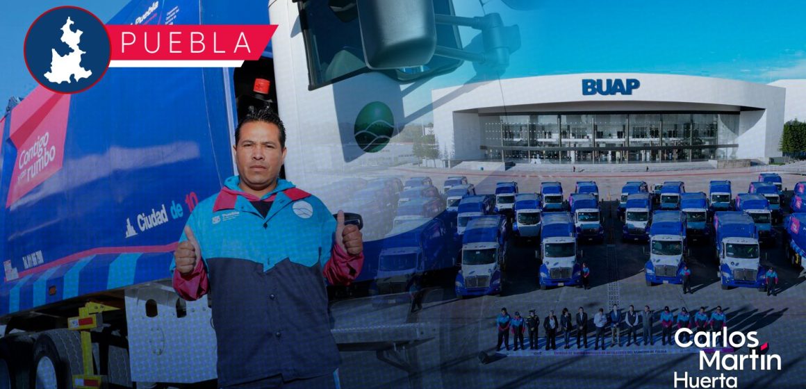 Renuevan camiones de basura en la Ciudad de Puebla; entregan 41 nuevos vehículos
