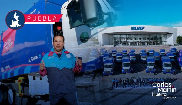 Renuevan camiones de basura en la Ciudad de Puebla; entregan 41 nuevos vehículos