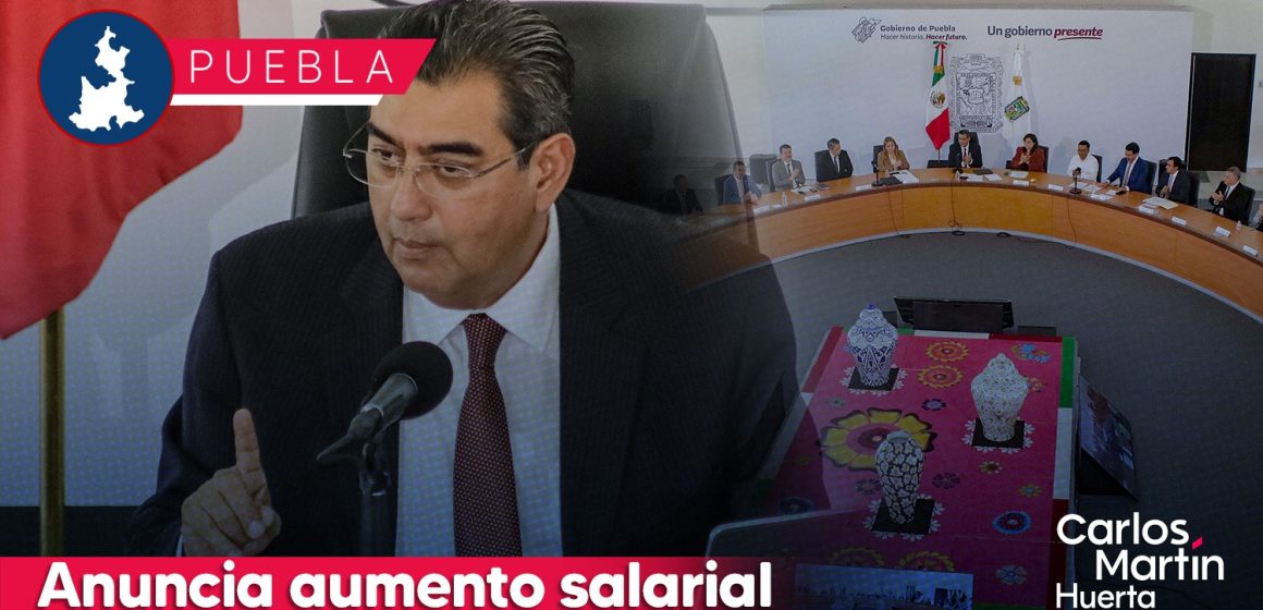 Sergio Salomón anuncia aumento salarial del 6% y 20.4% a trabajadores de los tres poderes