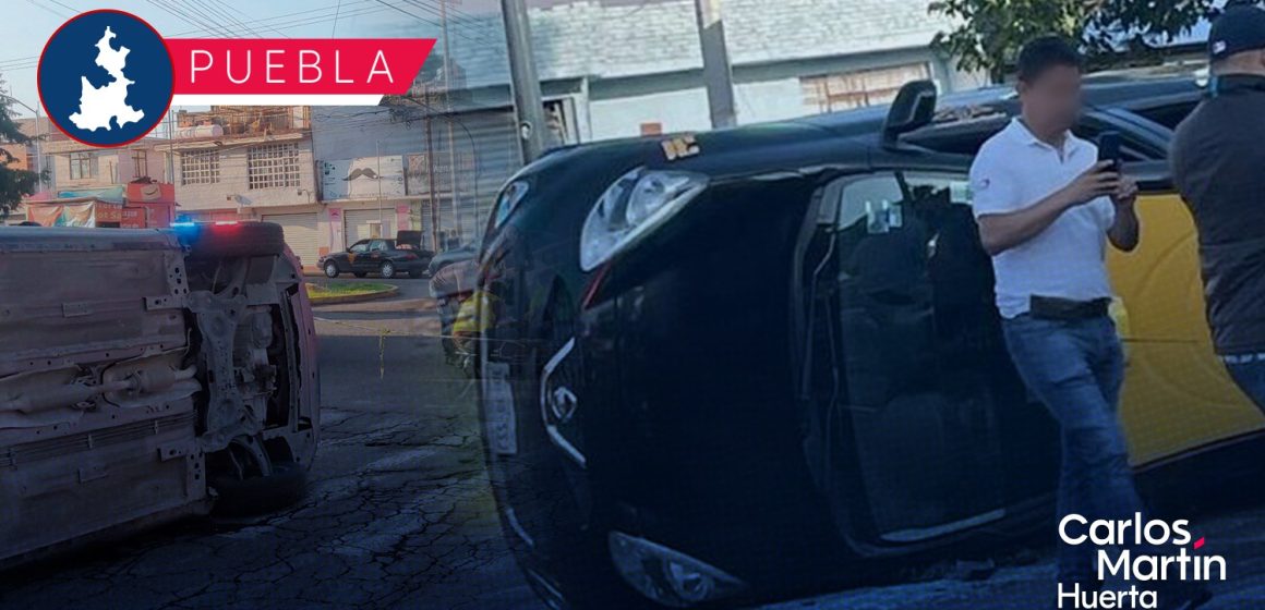 Taxi protagoniza aparatoso accidente en San Manuel; conductor terminó atrapado