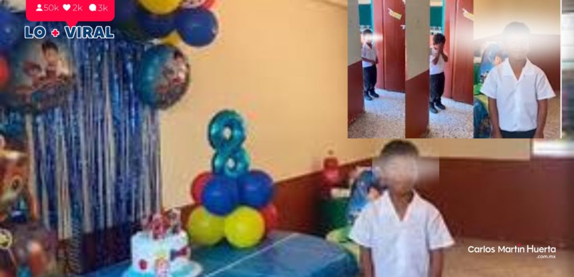 Pequeño se emociona hasta las lágrimas por fiesta organizada por sus compañeros; nunca había tenido una