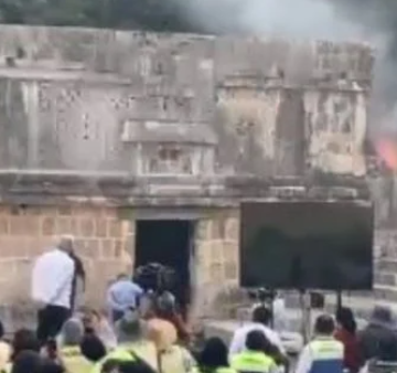 Cortocircuito interrumpe visita de AMLO a zona arqueológica de Uxmal