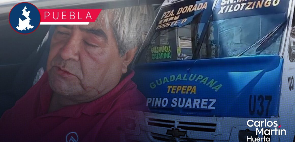 Conductor del transporte público golpea a hombre de la tercera edad en Puebla