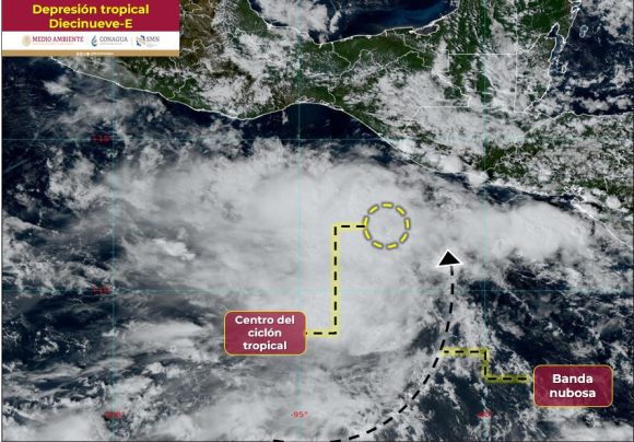 Se formó la depresión tropical Diecinueve-E al sur de Chiapas