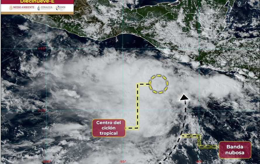 Se formó la depresión tropical Diecinueve-E al sur de Chiapas