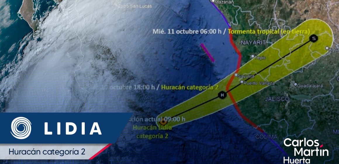 ‘Lidia’ se intensifica a huracán categoría 2