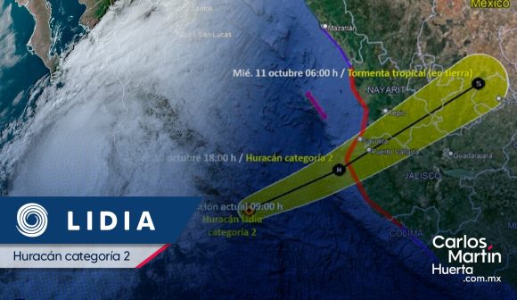 ‘Lidia’ se intensifica a huracán categoría 2